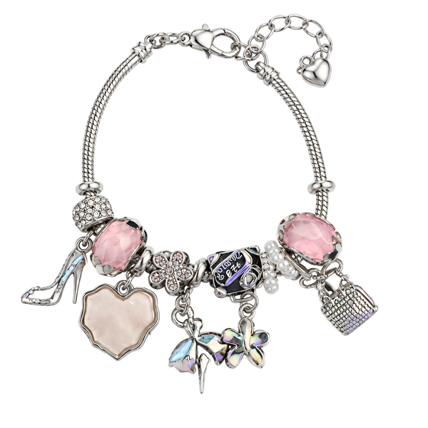 Pink and purple  bracelet w charms