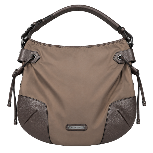 Burberry Nylon Shoulder Bag Brown Hobo