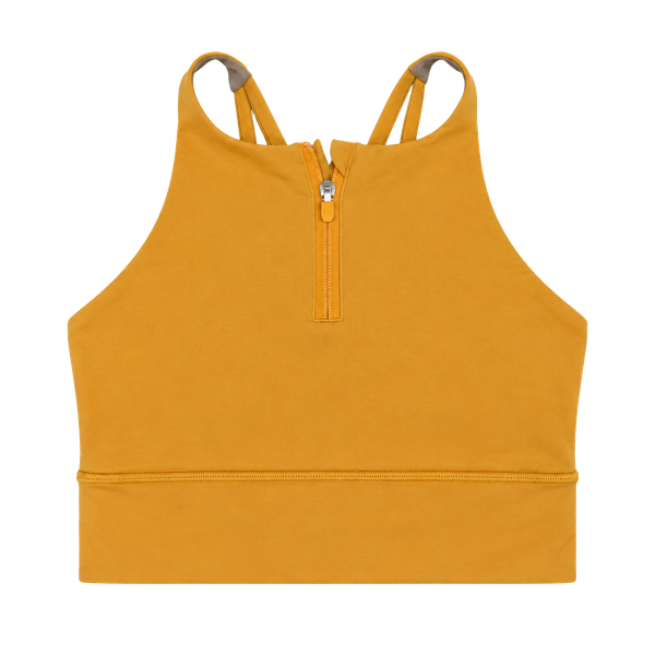 Lululemon Energy High Neck Longline Zip Bra Size 8 Orange Mango Dream