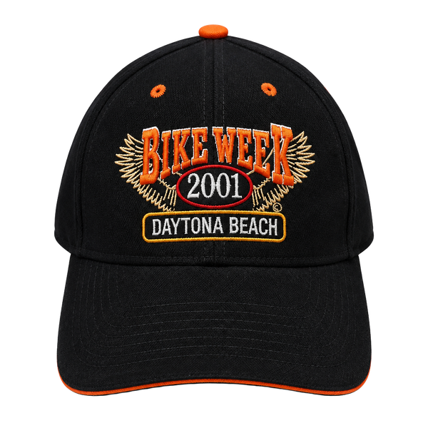 Bike Week 2001 Daytona Beach Hat Black Orange Cotton
