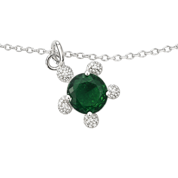Sterling Silver Sea Turtle Necklace with Green Gemstone Shell and White Cubic