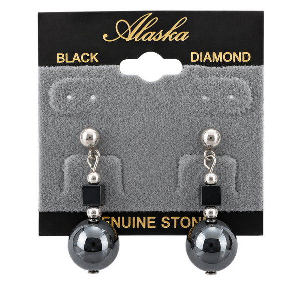 Alaska Black Diamond Genuine Stone Drop Earrings
