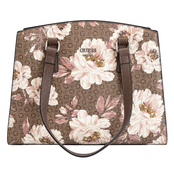 Guess Floral Logo Print Satchel Bag