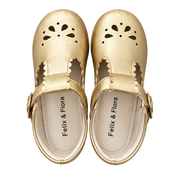 Felix & Flora Toddler Girl Oxford Dress Shoes Gold Mary Jane Flats