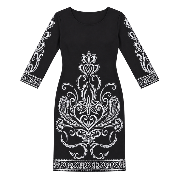 Forever Dress Size M Black White Paisley