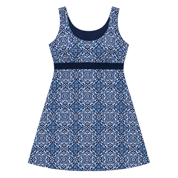 Lands End Swim Dress Size 20W Blue Mosaic