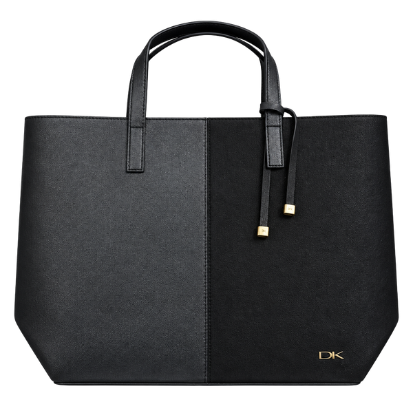 Donna Karan Black Two Tone Leather Suede Tote Bag