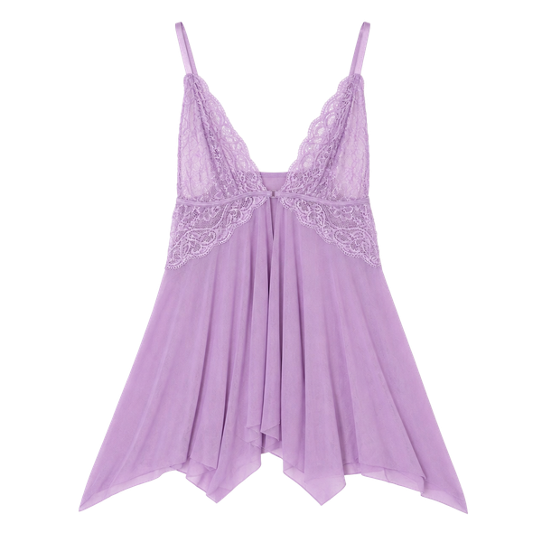 ROMWE Fairycore Contrast Lace Asymmetrical Hem Lingerie Slip