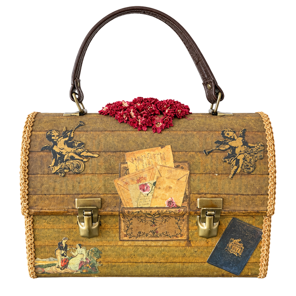 Vintage Anton Pieck Decoupage Art Wooden Box Purse