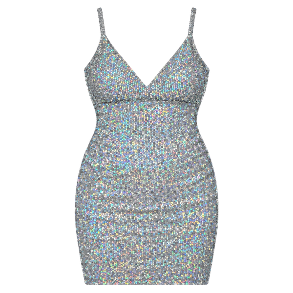 Lovely Day Metallic Holographic Sequin Mini Dress