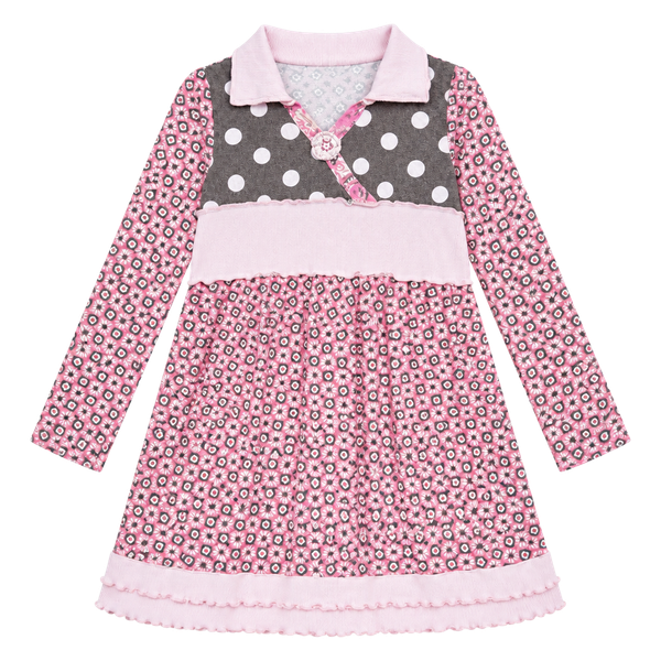 Naartjie Kids Dress Pink Geometric Print Long Sleeve Dress