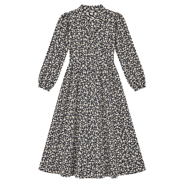 Lauren Ralph Lauren Floral Shirt Dress Size 4P Blue White Midi w cinch waist 