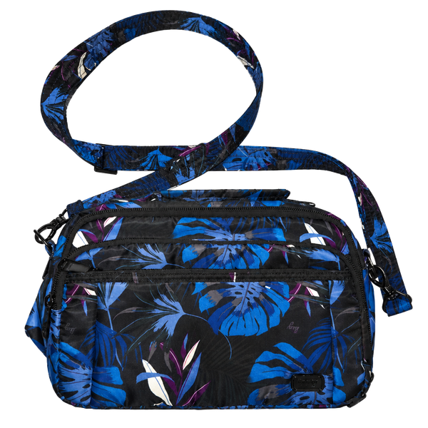 Lug Scoop Crossbody Shoulder Bag Blue Tropical Floral
