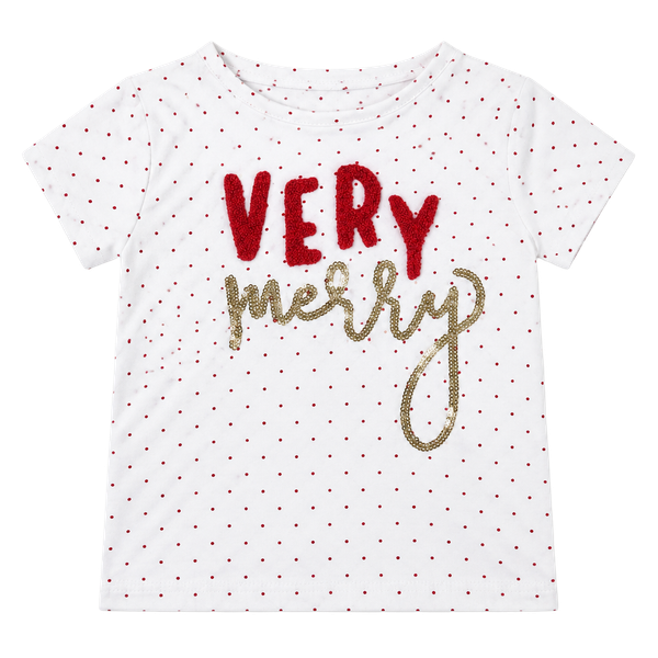 Mudpie Very Merry Polka Dot Long Sleeve Top Medium (24M-2T/3T)