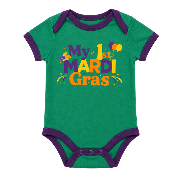 Mardi Gras My 1st Mardi Gras Size 0-3 M Romper