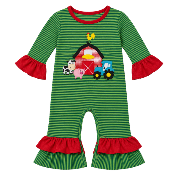 Boutique Farm Animals Applique Romper Size 3-6M