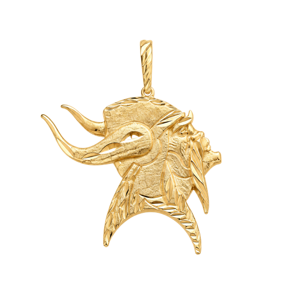 Vintage 14K Gold Bull Steer Skull Horns Pendant Charm
