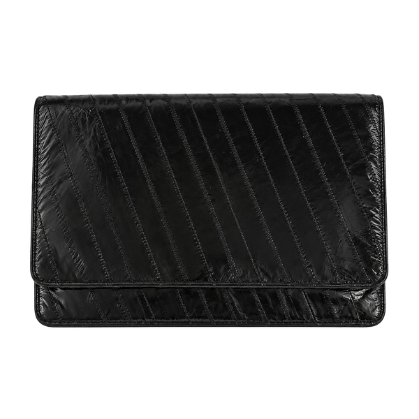 Leather Of The Sea Eel Skin Convertible Clutch Black Shoulder Bag
