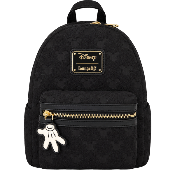 Loungefly Disney Mickey Mouse Terrycloth Allover Print Mini Backpack Black