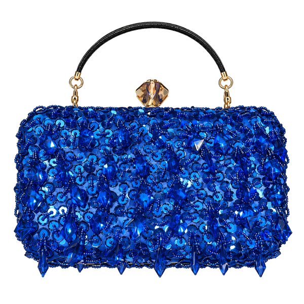 Unbranded Blue Beaded Crystal Evening Clutch Purse