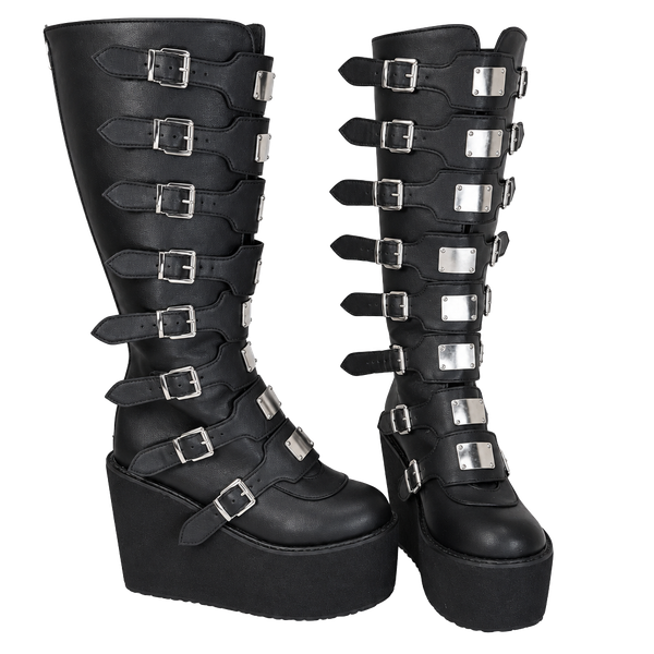 Demonia Swing-815WC Boots Black Vegan Leather Sz 8