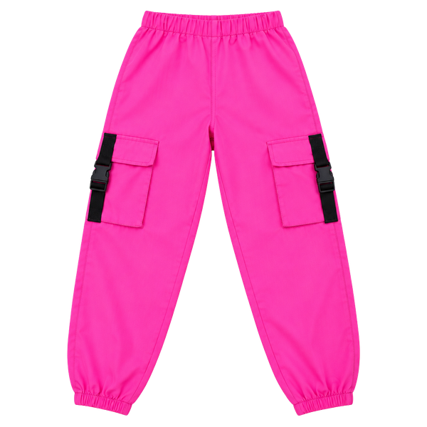 Kids Neon Pink Cargo Parachute Jogger Pants Size 11–12Y
