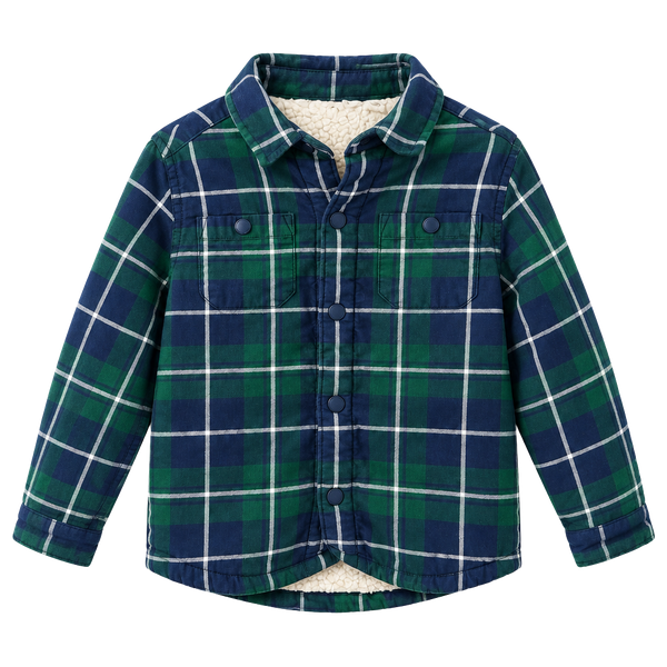 Janie and Jack Plaid Sherpa Lined Jacket Size 3 To 4 Green Blue