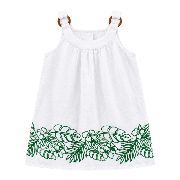 Janie and Jack Dress Size 2T White Tropical Leaf Palm Dress