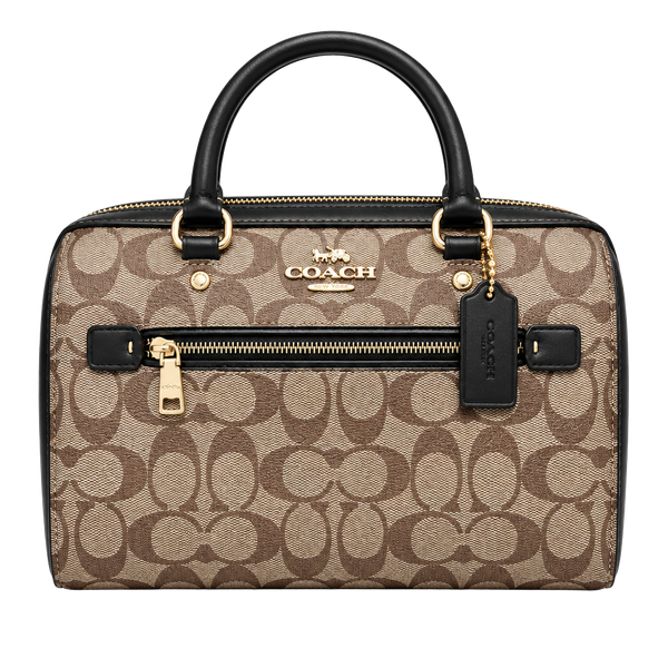 Coach Signature Canvas Rowan Satchel Tote Bag Brown Black