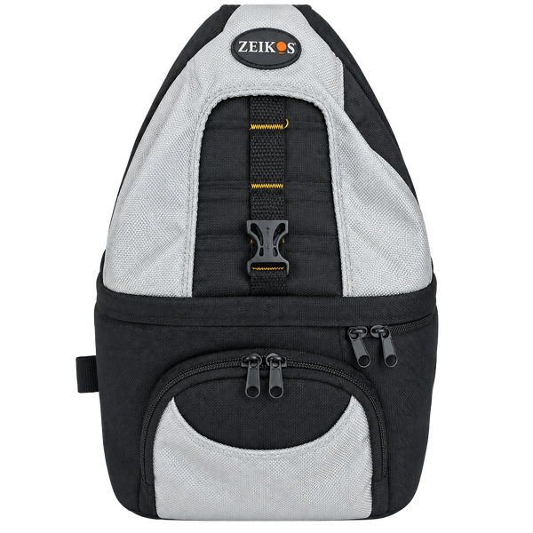 Zeikos Camera Sling Backpack Black And Silver Padded Used-Good