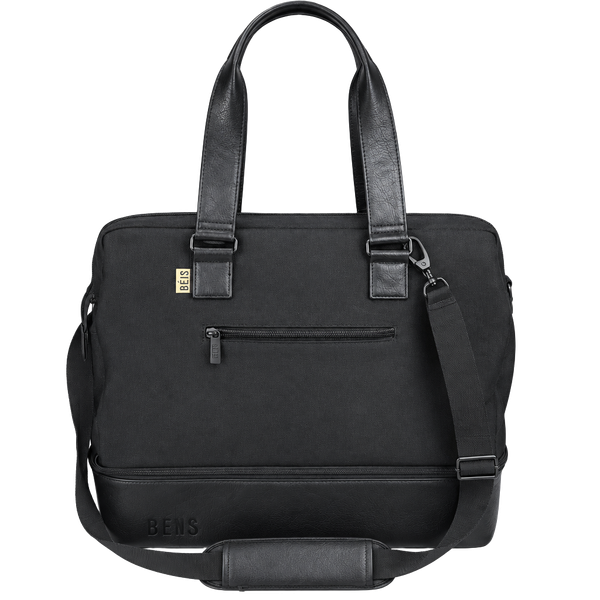 Béis Black Canvas Work Tote Bag