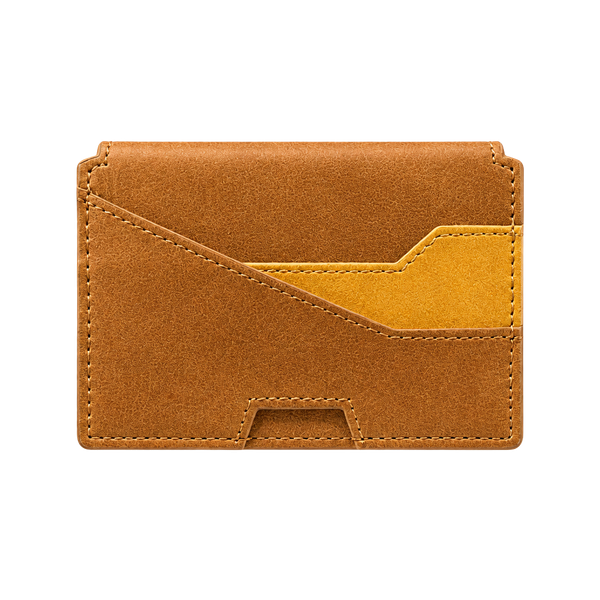 Luxury Leather Pop-Up Card Case RFID Blocking Clip Wallet Brown