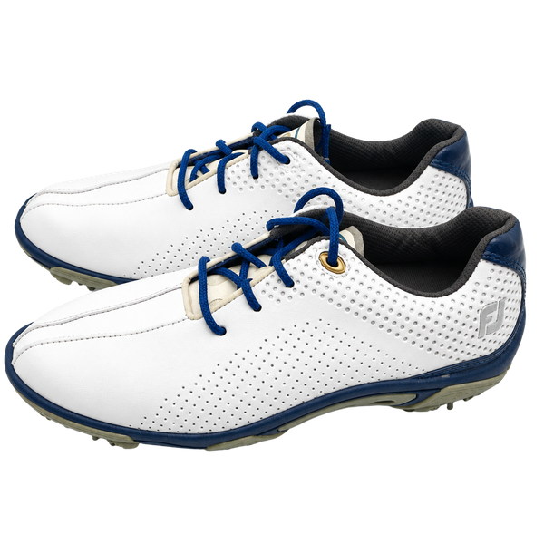 FootJoy Junior DNA Golf Shoes 45023 White/Navy Blue/Gray Youth Size 5M (G1017)