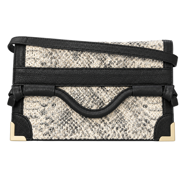 Foley + Corinna Framed Flap Crossbody Snake Embossed Leather Bag