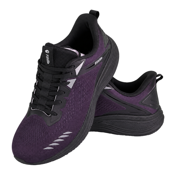 FitVille Running Sneakers Black Purple Athletic Shoes