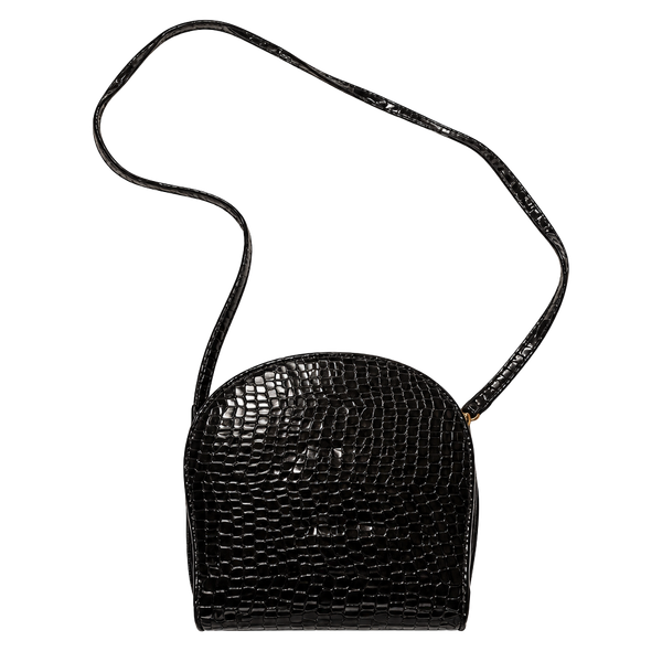 Cherry Mind Black Croc Crossbody Bag