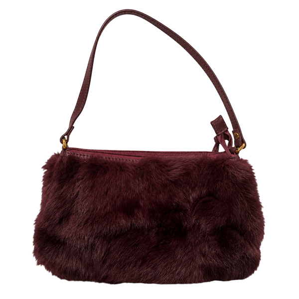 Diane Gail Burgundy Fur Shoulder Bag