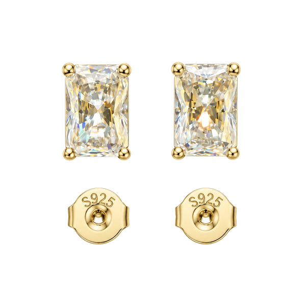 GRA Moissanite Radiant Stud Earrings 1.0ct 5x7mm S925 Silver D Color