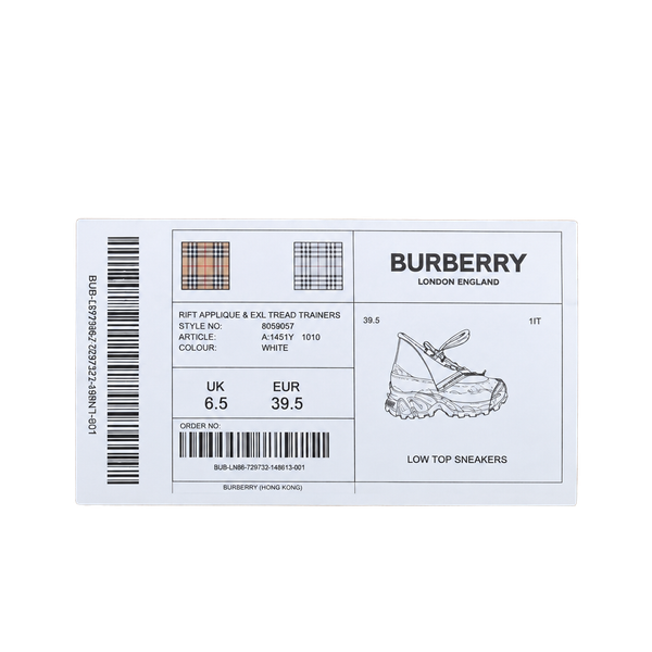 Burberry Arthur Low Top Sneakers WhiteSize UK 6.5 USA Women 9 