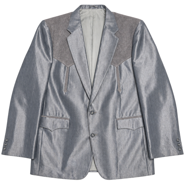 Circle S Western Blazer Sport Coat Size 44R Gray Metallic Suede Yoke