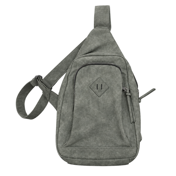 KL928 PU Leather Sling Backpack Crossbody Daypack Gray