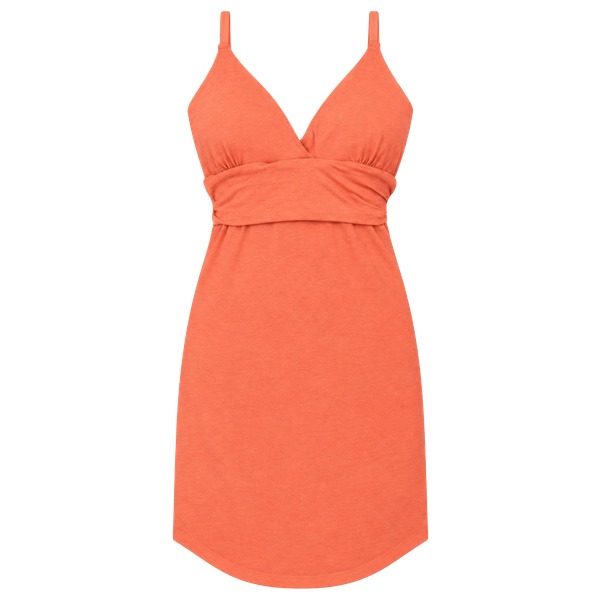 New Venus Built in Bra Coral Bodycon Stretch Halter Sundress Sz M made Sri Lanka