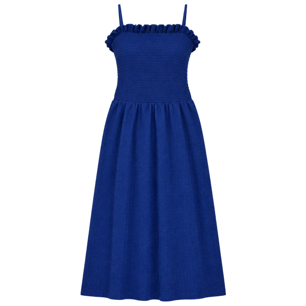 H & M Royal Blue Spaghetti Adjustable Strap Crinkle Fabric Maxi Sundress Sz XXL