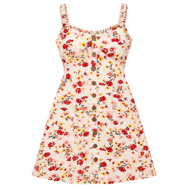 Sexy Soft White Cotton Stretch Sundress w Padded bra Ruffle Trim Adjustable Sz L