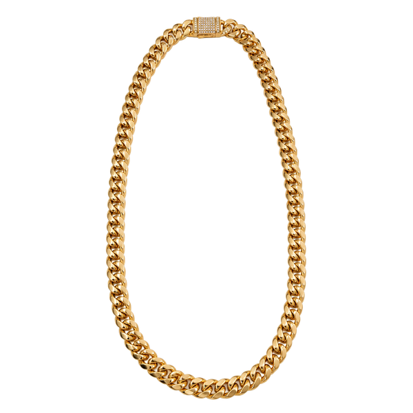 12mm Mens Miami Cuban Link 18k Gold Plated Stainless Real Hip Hop Chain Necklace