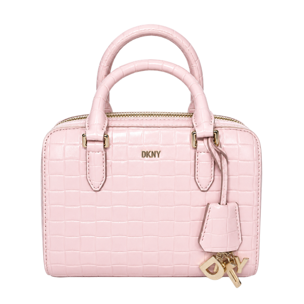 DKNY Paige Small Duffle Pink Croc Embossed Crossbody Bag