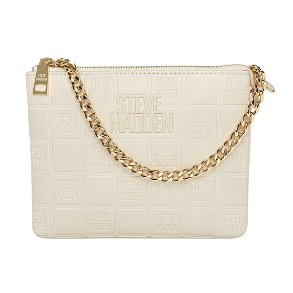 Steve Madden Bvice Crossbody Bag Cream Embossed Chain & Long strap inside