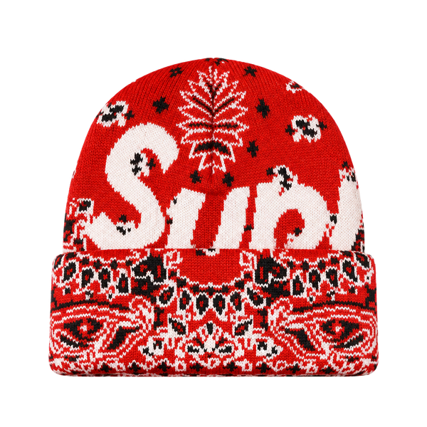 Supreme Bandana Big Logo Beanie Red FW24