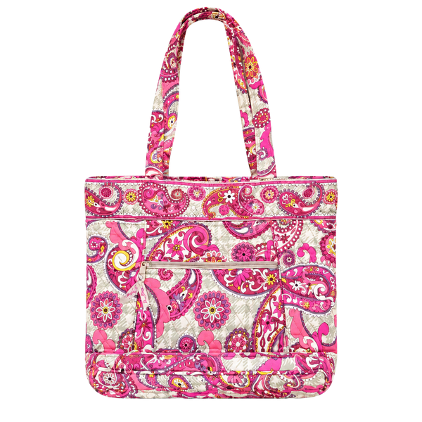 VERA BRADLEY Shoulder Tote Purse RETIRED Paisley Meets Plaid Pattern Pink NICE
