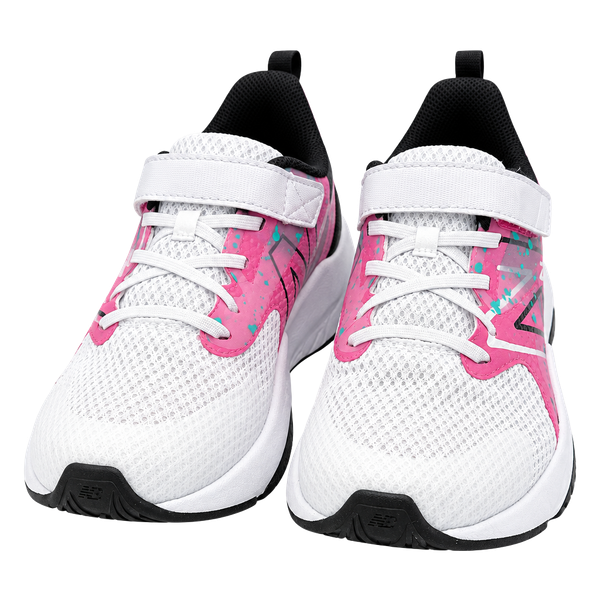 New Balance YTRAVFP2 Big Kids 5.5 White Pink Teal Strap Athletic Sneakers